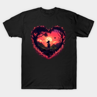 Anime Girl lost Love two Emblem T-Shirt